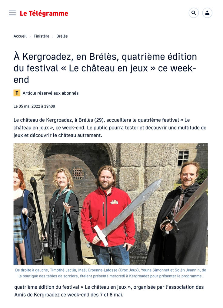 Revue de presse, le Château en Jeux